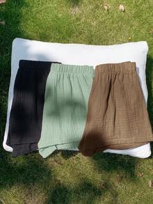 Comfortcana 3 chiếc quần short vải lanh nhiều màu sắc thời trang mới dành cho nữ - Nhiều màu - Xem 5