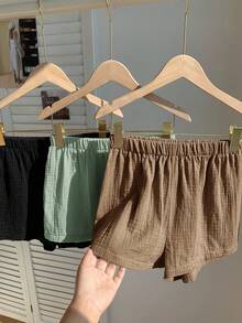 Comfortcana 3 chiếc quần short vải lanh nhiều màu sắc thời trang mới dành cho nữ - Nhiều màu - Xem 7