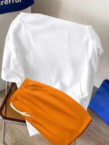 Manfinity Joysei Men's Letter Print Round Neck Short Sleeve T-Shirt And Shorts Casual Set - Multicolor - View 2