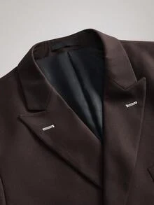 Officeau Men's Double-Breasted Suit Jacket - Classic Semi-Formal Design, Comfortable Fit, Business Casual Style, Suitable For Weddings, Parties, Graduations, Job Interviews, And Everyday Wear - Coffee Brown - View 5