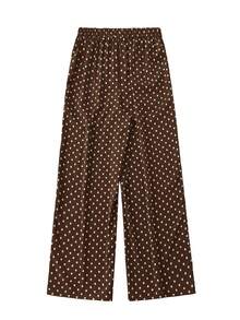 SHEIN Essnce Pantalones anchos de lunares marrones con cintura elástica, de estilo casual, sueltos y cómodos, para uso diario y versátil, para mujeres de talla grande, apropiados para primavera y verano, ropa de vacaciones, estilo europeo de verano - Marrón - Ver 2