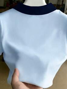 Resyla 女士樱桃印花撞色领短袖休闲上衣 - 彩色 - 查看 2