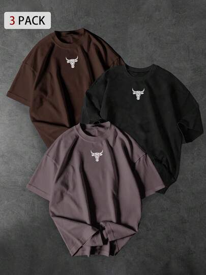 Sport MetroGents Áo thun thể thao nam tay ngắn cổ tròn in họa tiết tối giản