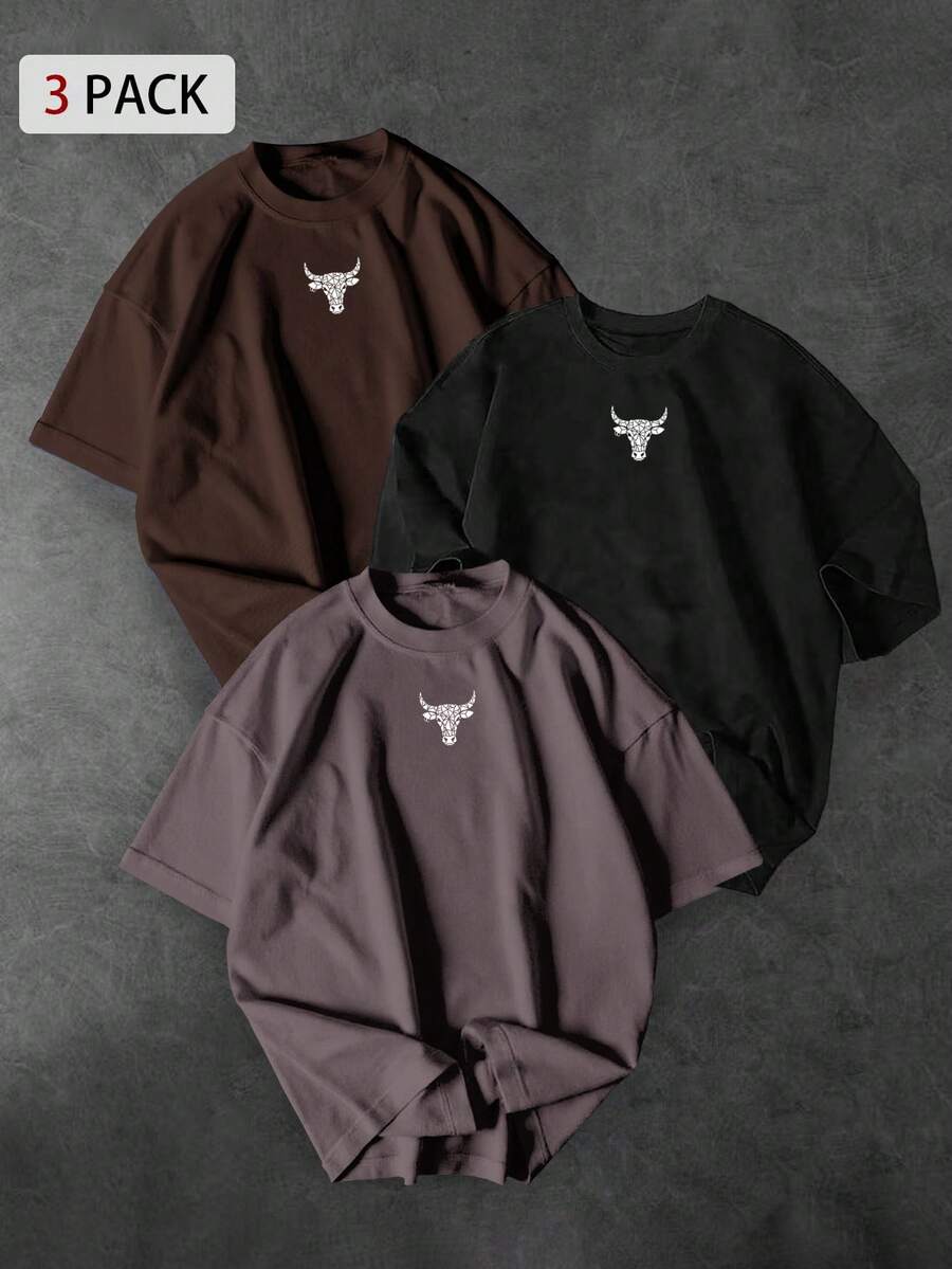 Sport MetroGents Men's Minimalist Printed Round Neck Short Sleeve Sports T-Shirt - Black - View 1