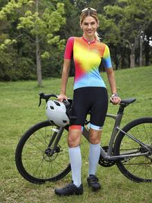 In My Nature Áo đạp xe ôm sát, khóa kéo, in họa tiết vẩy mực hồng, vàng, cam. - Nhiều màu - Xem 1