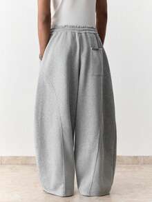 SWAVVY Quần dài nam dáng rộng, thiết kế phối màu xám, thích hợp cho mùa xuân và mùa thu. - Xám - Xem 2