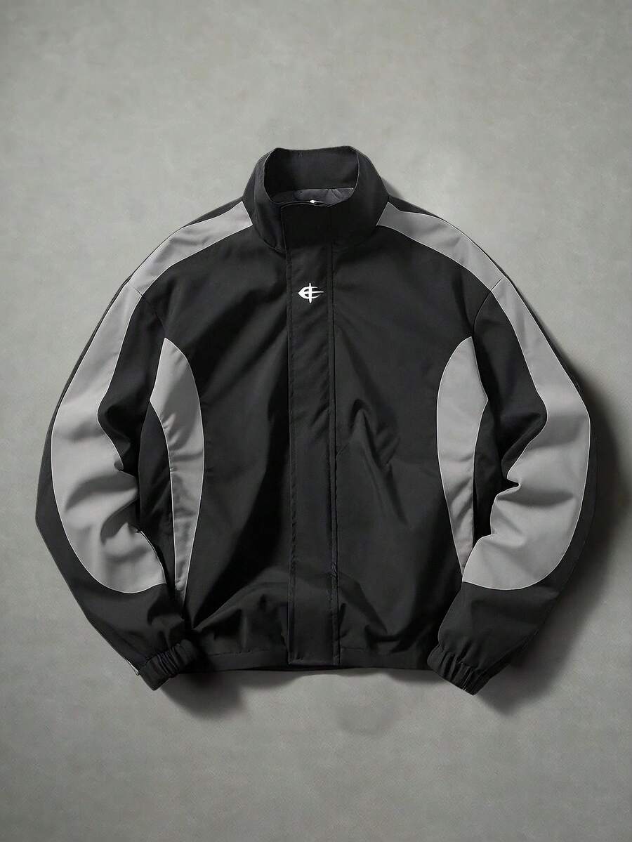 Manfinity Hypemode Chaqueta casual de manga larga con contraste de color para hombre - Negro - Ver 1