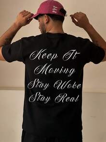 Manfinity Hypemode Áo thun nam tay ngắn in chữ, dáng croptop - màu đen - Xem 3