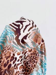Soleia Damen Große Größen Sommer Urlaub Blau Leopard Muster Künstlerische Graffiti Strick Trägerkleid mit Kordelzug Saum, geeignet für Musikfestivals, Ostern, Karneval, Strand, Kreuzfahrt, Nachmittagstee - Verschiedenfarbig - Übersicht 9