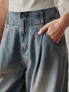 Anewsta Essential Women's New Fashion Patchwork Design Vacation Style Blue Harem Jeans Pants Everyday Summer Streetwear - Blue - View 3