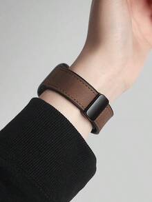 Dây đeo đồng hồ bằng da silicon, tương thích với Apple Watch dòng 1/2/3/4/5/6/7/8/9/10/SE/Ultra, khóa từ nhanh, chống mồ hôi, thoáng khí, phù hợp cho cả công sở và thường ngày, unisex. - màu nâu - Xem 7