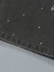 黑色水洗闪电水钻图案休闲舒适时尚街头风，适合度假、居家、日常穿着、约会、外出、派对、旅行等场合。 - 灰色 - 查看 4