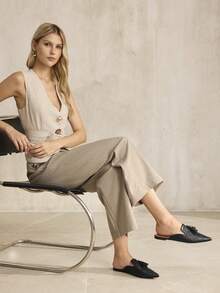 MOTF ELEGANT, COMFORTABLE, CHIC TASSEL SLIP-ON POINTED TOE FLAT MULES FOR WOMEN - Graphite Black - View 3