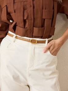 MOTF PREMIUM PRE LIGHT KHAKI BAMBOO PATTERN FINE BELT - shallow khaki - View 2