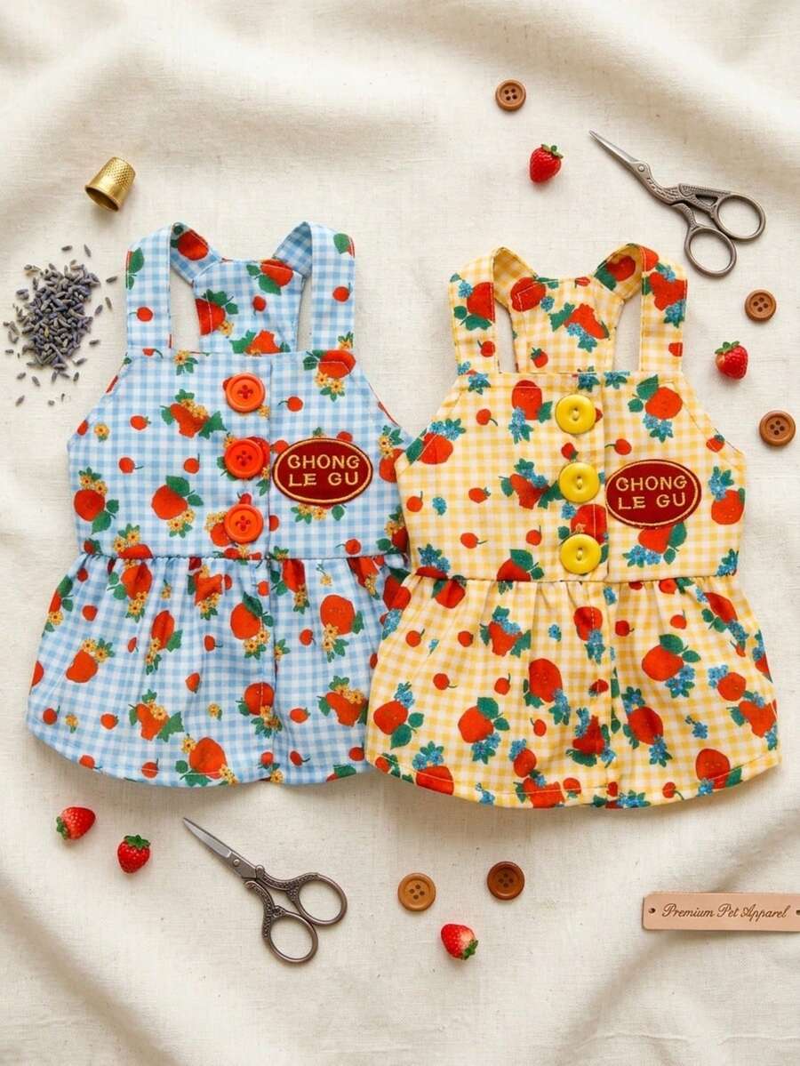 PETSIN Quần áo cho chó, quần áo cho mèo, váy cho thú cưng, bộ sưu tập xuân/hè mới, váy cho cún con, váy công chúa đa năng, họa tiết kẻ sọc, quần áo cho động vật nhỏ, kem chống nắng mát mẻ