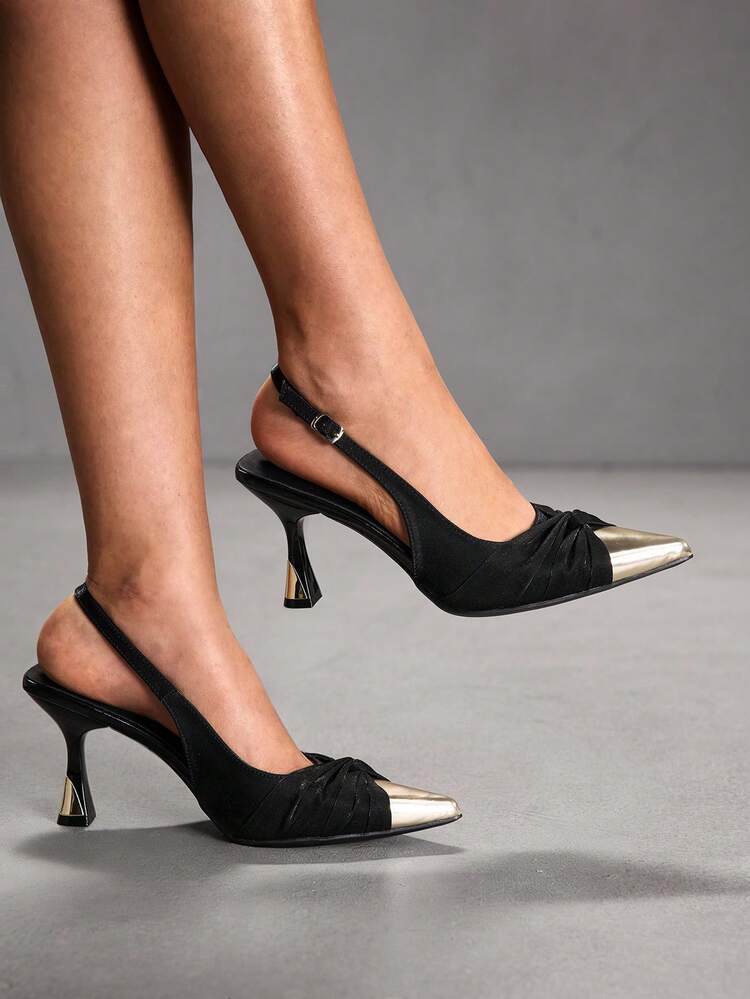 CUCCOO SZL Women Shoes Pointed Stiletto Black Simple Fashion Banquet Party Women's High Heel Shoes Slingback Women's Shoes Prom Heels