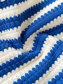 Playful Pals 女婴夏季红白条纹吊带背心和短裤两件套，适合休闲、户外、度假和旅行 - 藍色 - 查看 8