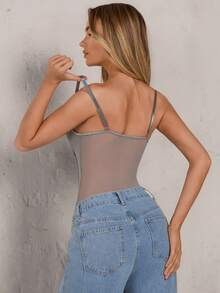 Glamine 女士时尚法式蕾丝连体衣 - 灰色 - 查看 2