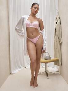 Bralution Áo ngực ren hoa gọng gợi cảm, Kawaii - Màu Hồng baby - Xem 7