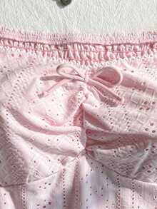 SHEIN Teen Girls' Casual Comfortable Jacquard Knit Pullover Shirt, Pink - Pink - View 3
