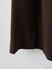 Franclia Calça feminina minimalista de cor sólida para uso diário, com lenço na cintura, elegante para o dia a dia. - Castanho - Ver 3