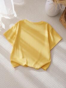 BABY SHARK X SHEIN 1件可爱休闲男童圆领宽松舒适T恤 - 黃色 - 查看 2