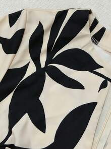 Selamara New V-Neck 3/4 Sleeve Leaf Print Slimming Long Dress For Women - Apricot - View 4