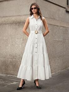 Selenza Váy denim thanh lịch giản dị dành cho nữ mặc ngoài trời - trắng - Xem 8