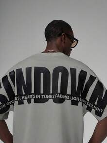 STYNVO Men's Letter Print Round Neck Short Sleeve Casual T-Shirt - Grey - View 3