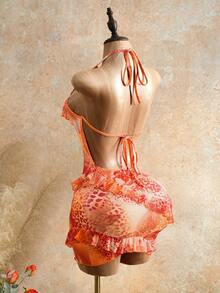 BamGleam Đầm nghỉ mát nữ nhuộm tie-dye khoét rỗng - trái cam - Xem 5