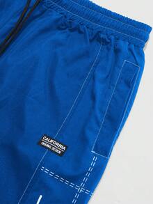 PAVTROS Bộ đồ nam 2 món thời trang: Áo sơ mi dài tay cổ hộp khóa kéo, quần cạp chun xẻ tà, phong cách tối giản sang trọng, nhẹ nhàng, năng động, thoải mái, cá tính, thích hợp mặc hàng ngày, dự tiệc, du lịch, quà tặng ngày lễ, dành cho nam, dáng rộng, đẹp nhất, bạn trai, mùa hè, kỳ nghỉ, phong cách Y2K, cổ điển, bạn bè. - Màu xanh lam - Xem 4