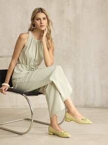 MOTF PREMIUM MINIMALIST SOLID COLOR SQUARE TOE FLAT WOMEN OFFICE SHOES, FOR VALENTINE'S DAY SPRING SHOES SPRING BREAK EASTER VALENTINE'S DAY SPRING SHOES - Mustard Yellow - View 9