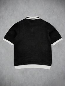 Manfinity EMRG Camiseta de punto casual de manga corta con gráfico de eslogan para hombre - Negro - Ver 2