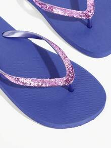 Grefit Dép xỏ ngón đế bằng màu đen lấp lánh, thoải mái, co giãn cao, thích hợp cho cả trong nhà và ngoài trời, thời trang, sáng bóng, mềm mại và nhẹ, phù hợp cho gia đình, tiệc tùng, đi làm hàng ngày, lễ hội mùa hè, bãi biển, kỳ nghỉ và Giáng sinh cũng như các dịp khác. - Màu tím đậm - Xem 4
