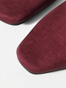 MOTF PREMIUM 万圣节舒适简约方头玛丽珍平底鞋，女士百搭款 - 酒紅色 - 查看 5