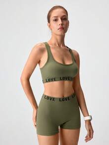 Loungeista 女士绿色无钢圈无缝运动文胸和内裤套装 - 彩色 - 查看 5