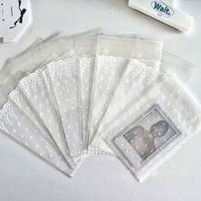 100 piezas Bolsas de embalaje con estampado de encaje, bolsas de regalo con patrón floral para caramelos y galletas, bolsas autoadhesivas DIY, suministros para fiestas de boda y cumpleaños - Multicolor - Ver 3