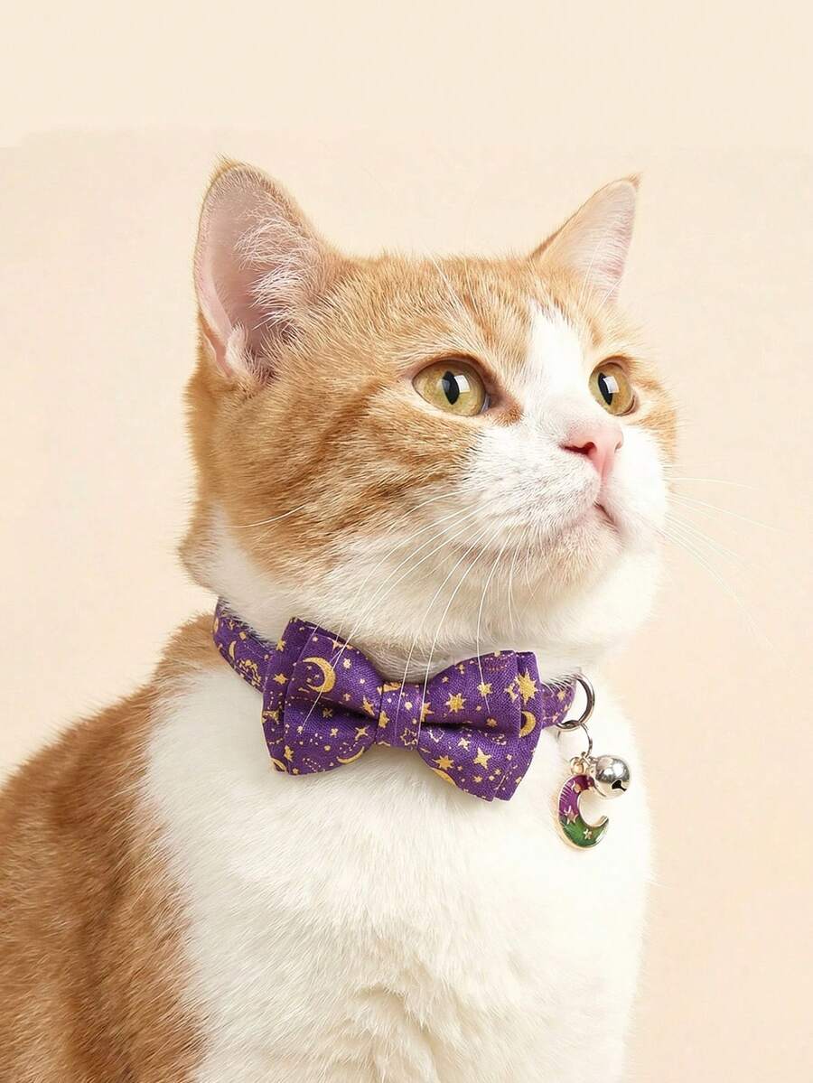 PETSIN 1 Piece Pet Star Moon Collar Adjustable Neck Circumference Cat Collar Dog Collar Pet Holiday Gift Ramadan Birthday Pet Accessories Pet Supplies - Multicolor - View 1