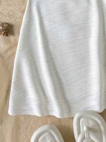 SHEIN Tween Girl Solid Color Halter Tie Ruched Party & Casual Dress - Apricot - View 5