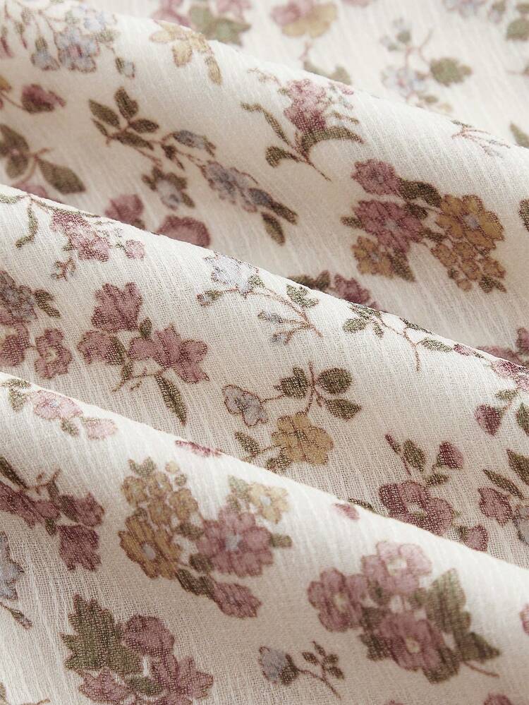 Vintage Bluse mit Blume Muster, rundem Ausschnitt und Knopfleiste vorne, Frühling Sommer Urlaubsbluse, süße Sommerbluse im französischen Pariser Stil