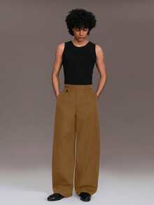 STYNVO Men's Solid Color Casual Loose Pocket Pants, Versatile - Brown - View 5