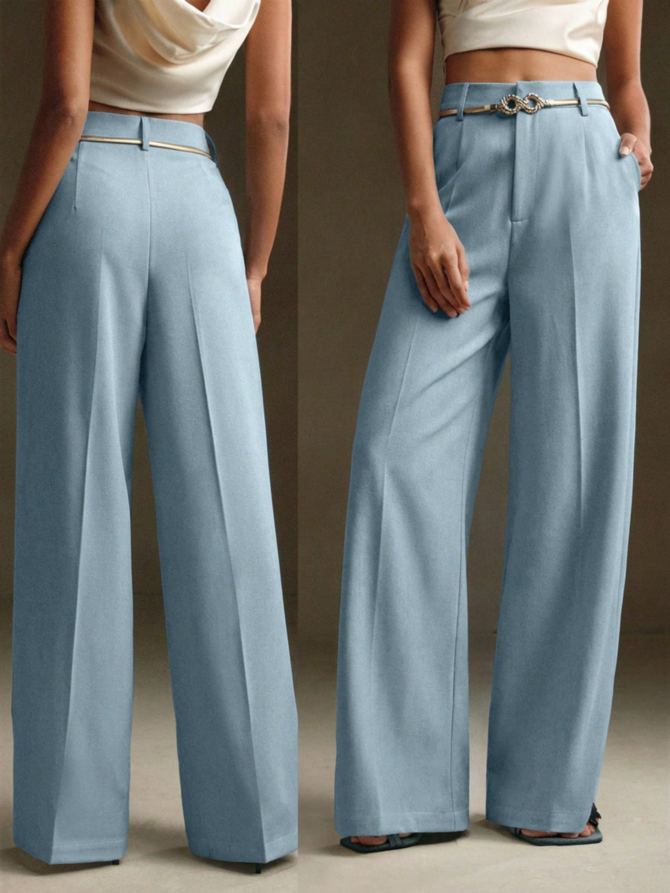 Anewsta Petite بنطلون بدلة جديد أبيض للربيع، بنطلو...