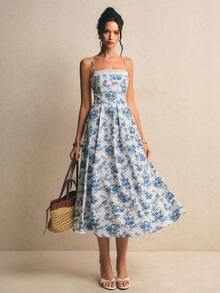 Poéselle 优雅印花无袖连衣裙，夏季 - 彩色 - 查看 4