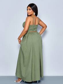 SOLERSUN Plus-Size Women's Boho Sage Green Summer Beach Backless Vacation Maxi Dress,Elegant Tropical Holiday Gown,Flowing Tea Party Quiet Luxury Dresses - Green - View 6