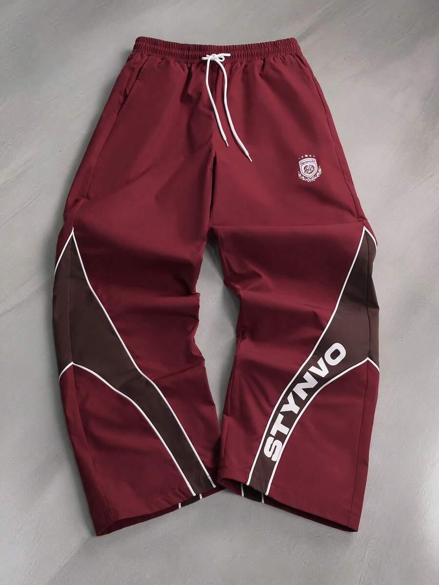 STYNVO 男士字母印花撞色抽绳腰休闲裤 - 彩色 - 查看 1