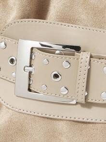 SHECARRY Ladies' Stylish Soft Clutch Bag With Belt Buckle Details, Exquisite Daily Matching - Apricot - View 5