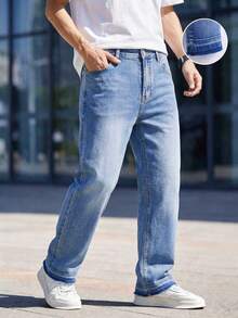 Quần jean denim dáng ôm, rách nhẹ, phối màu tương phản dành cho nam thiếu niên, thích hợp cho mùa hè và mùa xuân. Chiếc quần jean màu xanh nhạt này có chất liệu pha cotton thoải mái, kiểu dáng tôn dáng và mang phong cách đường phố đa năng. Phù hợp cho dạo phố, đi chơi hàng ngày, đi học, đi làm, tụ họp, ở nhà và các kỳ nghỉ quanh năm. - Rửa trung bình - Xem 4