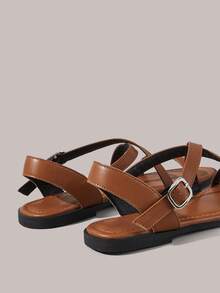 Styleloop Ladies, Buckles, Decoration, Flat Sandals, Vacation Atmosphere, Summer Wear, Travel Essentials - Brown - View 5