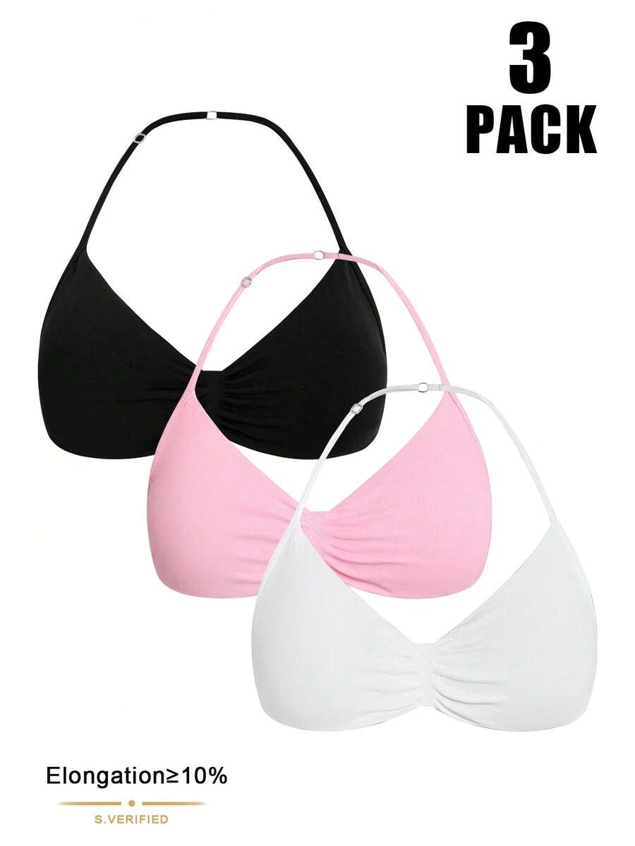 Easithlete Seamless Women Solid Color Ruched Everyday Fitness Sports Bra - Multicolor - View 1