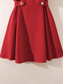 Vestido Corto Elegante y Romántico  para Vacaciones y Trabajo Diario para Mujer - Rojo - Ver 4